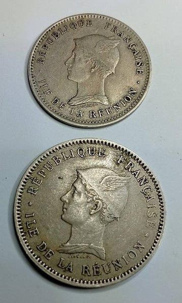 Reunion. 50 Centimes / 1 Franc 1896 (2 monnaies) (Sans prix