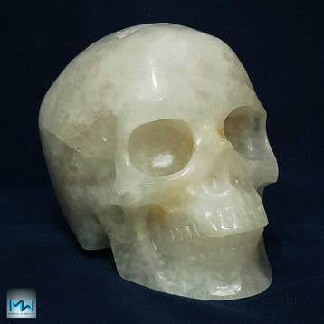 Crâne humain, sculpté à la main dans du cristal de quartz -, Antiquités & Art