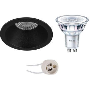 LED Spot Set - 3W Dimbare Mat Zwarte Ronde Inbouwspot GU10, Verzenden