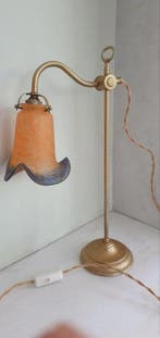 Lampe de table - Laiton doré, Vitrail - VIANNE