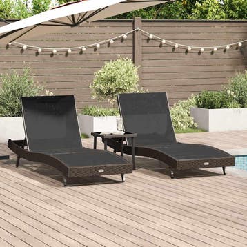 vidaXL Ligstoel 3 st poly rattan Bruin, Verzenden, Nieuw