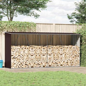 vidaXL Haardhoutschuur 330x84x152 cm gegalvaniseerd staal, Verzenden