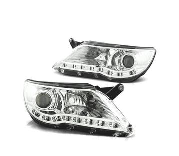 PHARES POUR VOLKSWAGEN VW TIGUAN 07-11 LED DAYLIGHT FOND CHR, Autos : Pièces & Accessoires, Éclairage, Verzenden