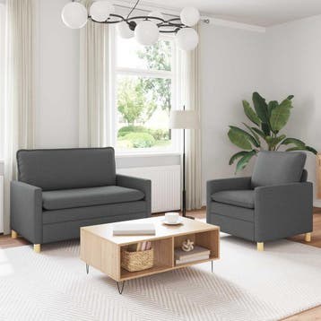 vidaXL bank / zetelstel 2 st 3-zits Donkergrijs Stof, Huis en Inrichting, Verzenden, Nieuw