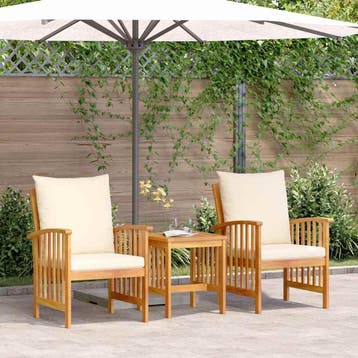 vidaXL Tuinbank Set 3 st Olie Natuurlijk Massief Acacia Hout, Verzenden