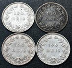Portugal. Lote de 4 Moedas de Prata de 100 Réis de D. Luís I