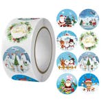 500 Kerst Stickers Op Rol - 2.5cm - Kerststickers -, Verzenden