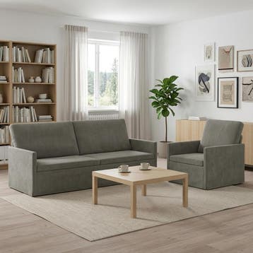 vidaXL bank / zetelstel 2 pcs Lichtgrijs Corduroy stof, Verzenden, Nieuw
