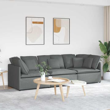 vidaXL Modulaire bank / zetel met kussens stof donkergrijs, Maison & Meubles, Verzenden