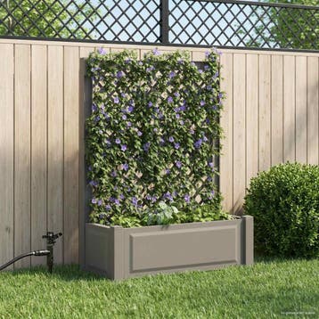 vidaXL Grote plantenbak met trellis PP Grijs, Verzenden