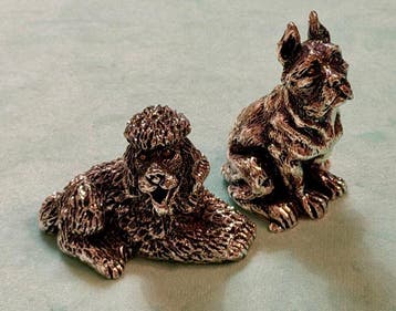 Beeldje - Florence Silversmith - Poodle and Pitbull Dog SET