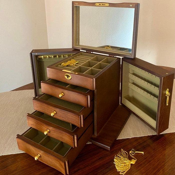 Sieradendoos - Hout - Box Gioelli 5 Verdiepingen, Antiquités & Art, Art | Objets design