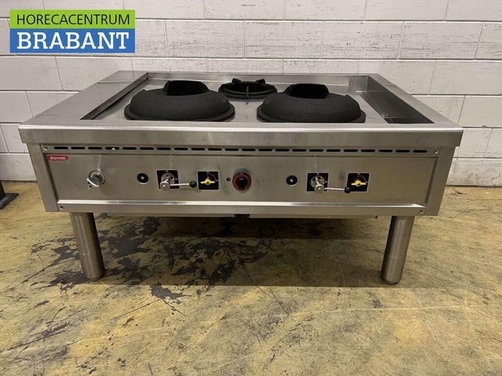 RVS Nayati woktafel wokfornuis 3 branders 150 cm GAS Aardgas, Zakelijke goederen, Horeca | Keukenapparatuur, Ophalen of Verzenden