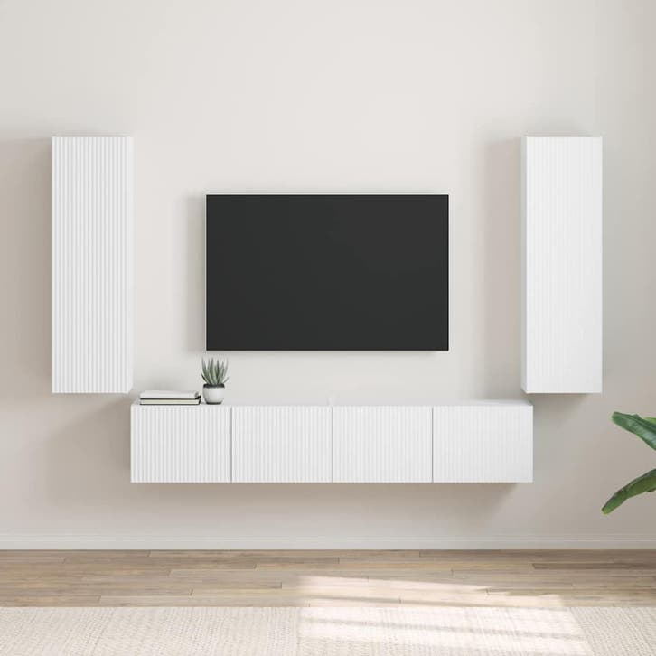 TV Wandkast 2x Wit 100cm | Retour Deal 33% | Slimme Koop!, Huis en Inrichting, Kasten |Televisiemeubels, 25 tot 50 cm, Nieuw, Overige houtsoorten