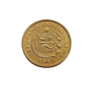 Peru. 1 Libra 1917, Postzegels en Munten