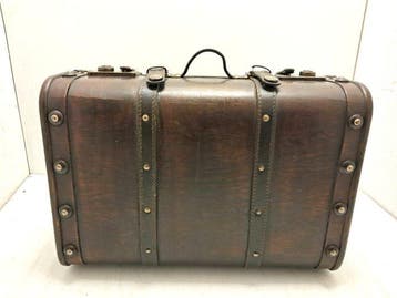 Coffre de rangement - Bois, Cuir - 45 × 32 cm, 1,9 kg