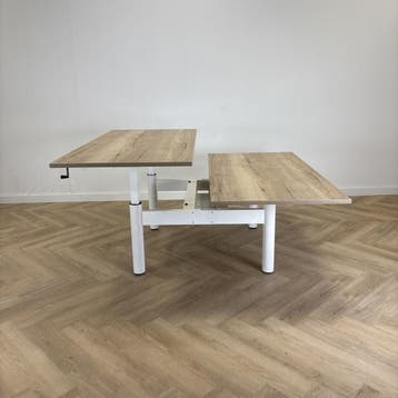 Gispen duo slingerbureau, 160x80 cm, natuur eiken - wit, Gebruikt