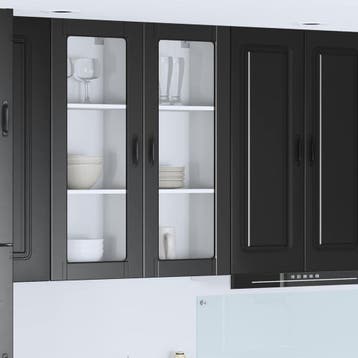 vidaXL Wandglas Kasten PORTO Zwart 40 x 31 x 100 cm Bewerkt, Verzenden