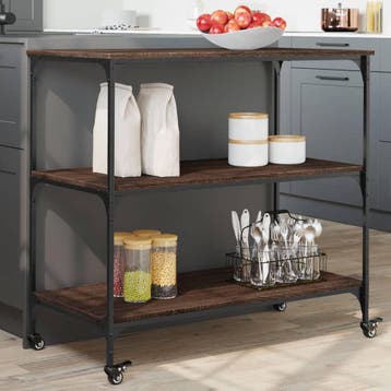 vidaXL Keukentrolley 102x50x95 cm bewerkt hout bruin, Huis en Inrichting, Verzenden, Nieuw