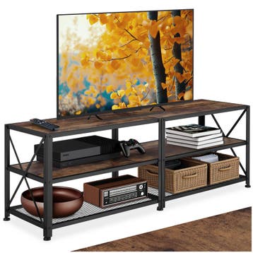 TV-meubel - 141 cm, Industrieel hout donker, rustiek, Verzenden