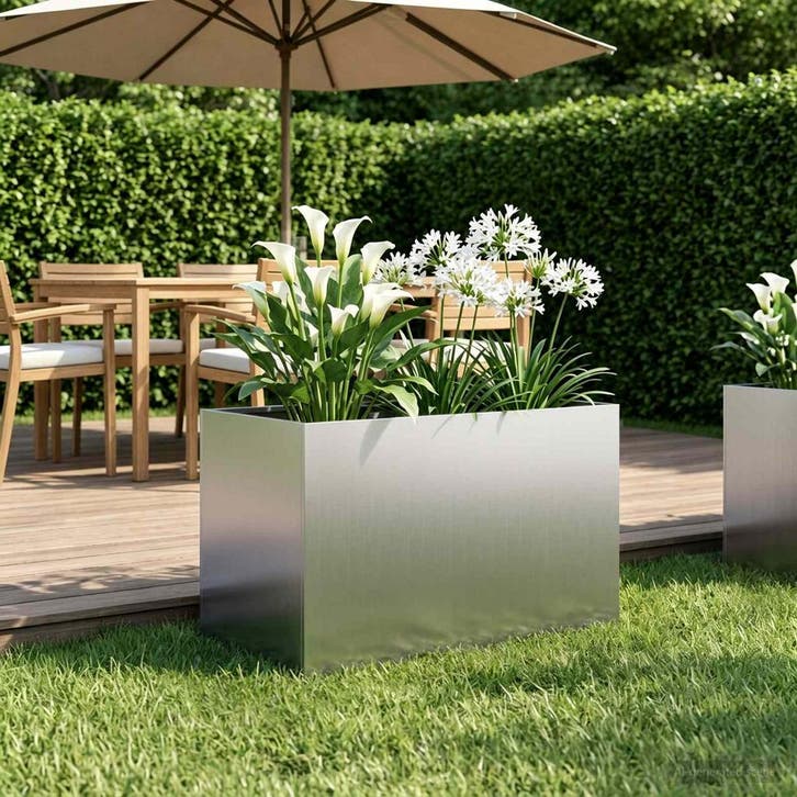 vidaXL Plantenbak zilver 60 x 40 x 40 cm Gegalvaniseerd, Jardin & Terrasse, Pots de fleurs, Envoi