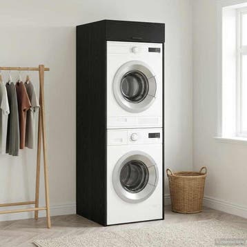 vidaXL Wasmachinekast Zwart Eiken 67,5 x 68 x 200 cm Bewerkt, Huis en Inrichting, Kasten | Overige, Verzenden, Nieuw