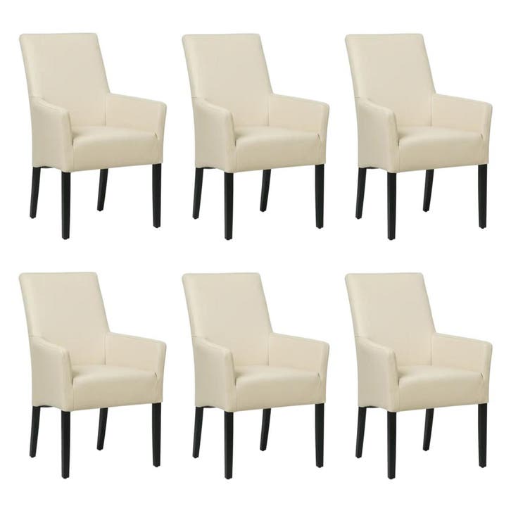 Set van 6 Leren eetkamerstoelen Just met armleuning -, Huis en Inrichting, Stoelen, Nieuw, Eén, Leer, Ophalen of Verzenden