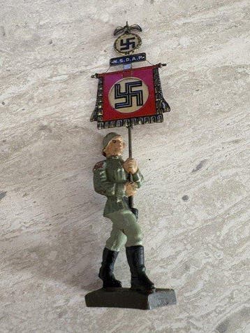 Lineol - Figuur - soldat lineol porte drapeau très rare no, Kinderen en Baby's, Nieuw
