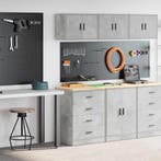 vidaXL Garagekasten 2 st bewerkt hout betongrijs, Verzenden