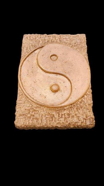 sculptuur, Stemma Yin e Yang - 25 cm - handgesneden