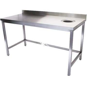 Rvs werktafel met afvalgat en rand 1400x700x900 mm, Verzenden