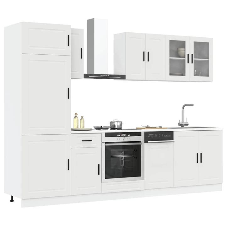 vidaXL 8-delige Keukenkastenset Porto bewerkt hout wit, Maison & Meubles, Armoires | Autre, Envoi