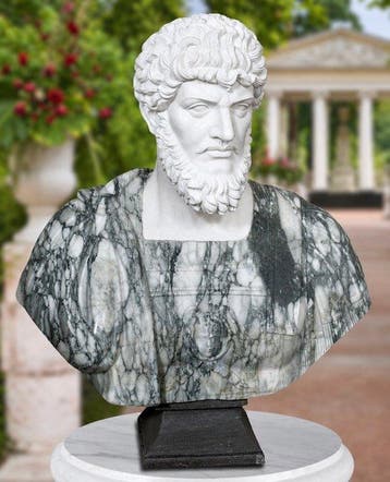 Marbre sculpté polychrome Lucio Vero Sculpture - 92 cm