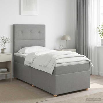 vidaXL Boxspringbed met matras met hoofdeinde Lichtgrijs, Verzenden