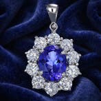 Hanger - 18 karaat Witgoud - 2.95ct. tw. Tanzaniet - Diamant