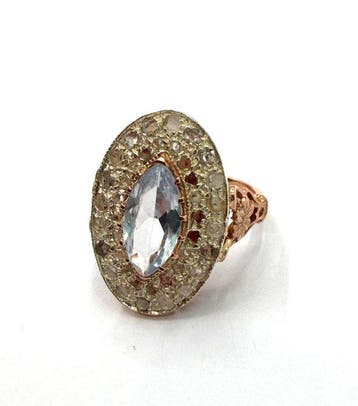 Zonder minimumprijs - Ring - 9 kt. Roségoud, Zilver Spinel -