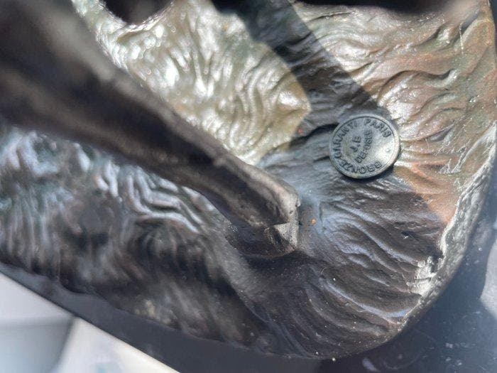 Sculpture, L’accolade - 41 cm - Bronze, Marbre, Antiek en Kunst, Curiosa en Brocante