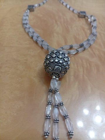 Quartz - Argent - Collier, Handtassen en Accessoires, Kettingen, Nieuw