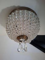 Plafonnier - Lustre à pampilles plafonnier cristal - Bronze, Antiquités & Art