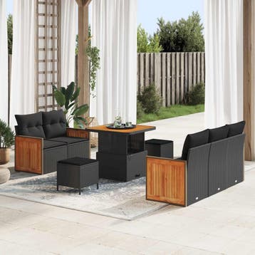 vidaXL Tuinbank Set 8 st 8-Aantal zitplaatsen Zwart, Verzenden