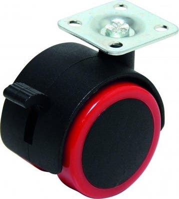 Bgs Technic Dubbele Caster Wheel met Brake, rood / zwart, 50, Verzenden, Nieuw