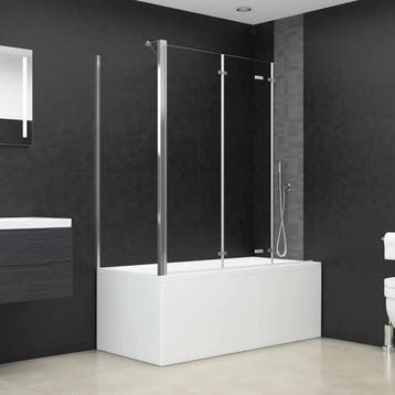 vidaXL Badwand 120x69x130 cm gehard glas transparant, Verzenden