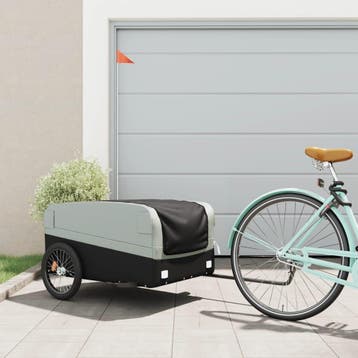 vidaXL Fietstrailer 45 kg ijzer zwart en grijs, Verzenden, Nieuw