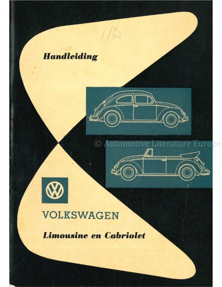 1962 VOLKSWAGEN KEVER 1200 INSTRUCTIEBOEK NEDERLANDS, Autos : Divers, Modes d'emploi & Notices d'utilisation, Enlèvement ou Envoi