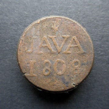 Nederlands-Indië. Koperen Duit 1808 Louis Napoleon KM#220, Postzegels en Munten