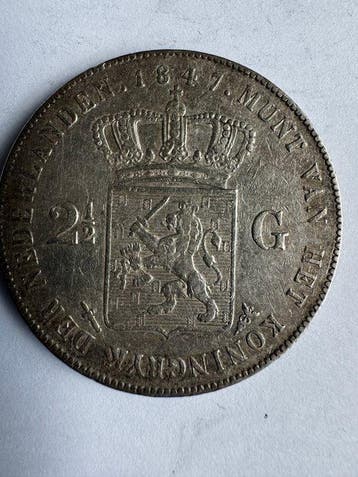 Nederland. Wilhelm II. 2 1/2 Gulden 1847 (Zonder