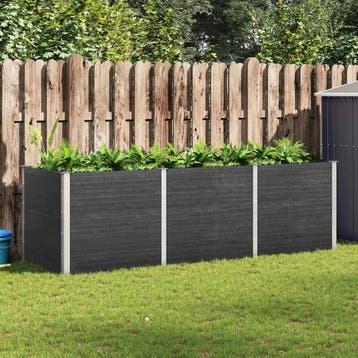 vidaXL Plantenbak verhoogd 300x100x91 cm HKC grijs, Verzenden, Nieuw