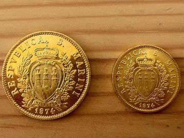 San Marino. 1 Scudo e 2 Scudi 1974, Postzegels en Munten