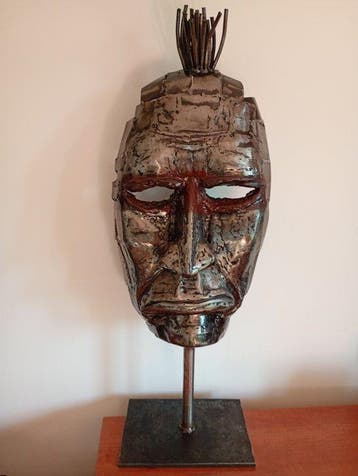 Piotr Starzyski - Figuursnijwerk, Wódz - 71 cm - Staal -