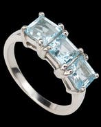 Zilver, Topaas - Talismanring Hemels Azuur - Intuïtie,